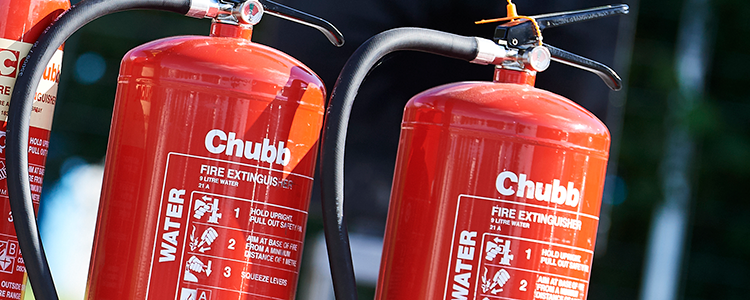 Two Chubb Vipond water fire extinguishers